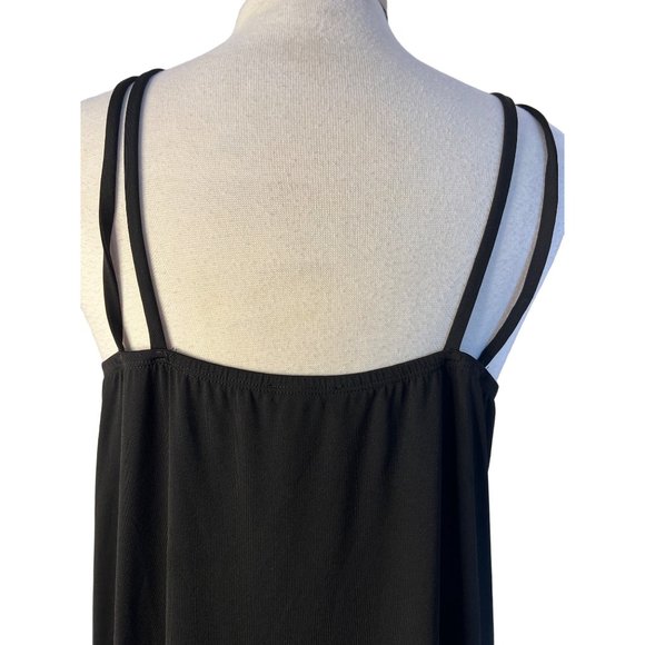 Venus Black Party Dress Large Mini Sheath Gold Accent Necklace Straps Stretch - Picture 10 of 16